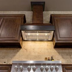 ZLINE Kitchen And Bath ZLINE 36 In. Wooden Wall Mount Range Hood In Antigua And Walnut Includes Remote Motor 400/700CFM Options (369AW-RD/RS) Shop By Brand