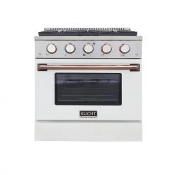 Kucht 30 In. 4.2 Cu. Ft. Professional All Gas Range In Stainless Steel With White Door And Accents (KNG301-W) Shop By Brand
