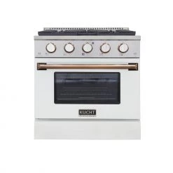 Kucht 30 In. 4.2 Cu. Ft. Professional All Gas Range In Stainless Steel With White Door And Accents (KNG301-W) Shop By Brand