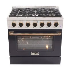 Kucht 36 In. 5.2 Cu. Ft. Professional All Gas Range In Stainless Steel With Black Door And Accents (KNG361-K) Shop By Brand