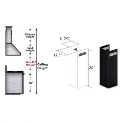 ZLINE Kitchen And Bath Range Hood Accessories ZLINE 1-36 In. Chimney Extension For 9 Ft. To 10 Ft. Ceilings (1PCEXT-BS655N)