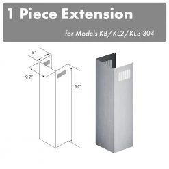 ZLINE Kitchen And Bath ZLINE 1-36 In. Chimney Extension For 9 Ft. To 10 Ft. Ceilings (1PCEXT-KB/KL2/KL3-304) Range Hood Accessories
