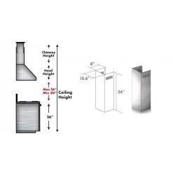 ZLINE Kitchen And Bath ZLINE 1-36 In. Chimney Extension For 9 Ft. To 10 Ft. Ceilings (1PCEXT-KF1/KF2) Range Hood Accessories