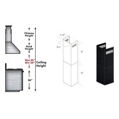 ZLINE Kitchen And Bath ZLINE 2-12 In. Short Chimney Pieces For 7 Ft. To 8 Ft. Ceilings (SK-BS655N)