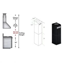 ZLINE Kitchen And Bath Range Hood Accessories ZLINE 2-12 In. Short Chimney Pieces For 7 Ft. To 8 Ft. Ceilings (SK-BSKE2iN)
