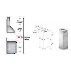 ZLINE Kitchen And Bath ZLINE 2-12 In. Short Chimney Pieces For 7 Ft. To 8 Ft. Ceilings (SK-GL9i) Range Hood Accessories
