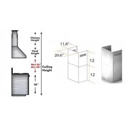 ZLINE Kitchen And Bath ZLINE 2-12 In. Short Chimney Pieces For 7 Ft. To 8 Ft. Ceilings (SK-KECOM) Range Hood Accessories