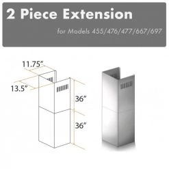 ZLINE Kitchen And Bath ZLINE 2-36 In. Chimney Extensions For 10 Ft. To 12 Ft. Ceilings (2PCEXT-455/476/477/667/697)