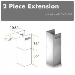 ZLINE Kitchen And Bath ZLINE 2-36 In. Chimney Extensions For 10 Ft. To 12 Ft. Ceilings (2PCEXT-597-304)