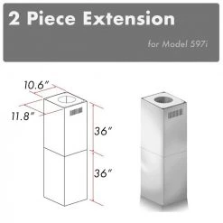 ZLINE Kitchen And Bath ZLINE 2-36 In. Chimney Extensions For 10 Ft. To 12 Ft. Ceilings (2PCEXT-597i)