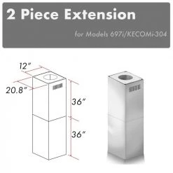 ZLINE Kitchen And Bath ZLINE 2-36 In. Chimney Extensions For 10 Ft. To 12 Ft. Ceilings (2PCEXT-697i/KECOMi-304)
