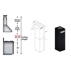 ZLINE Kitchen And Bath ZLINE 2-36 In. Chimney Extensions For 10 Ft. To 12 Ft. Ceilings (2PCEXT-BSKE2iN) Range Hood Accessories