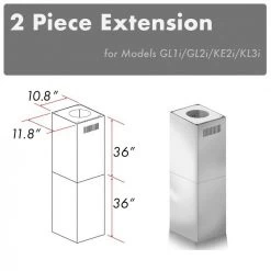ZLINE Kitchen And Bath ZLINE 2-36 In. Chimney Extensions For 10 Ft. To 12 Ft. Ceilings (2PCEXT-GL1i/GL2i/KE2i/KL3i) Range Hood Accessories