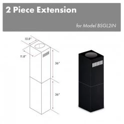 ZLINE Kitchen And Bath ZLINE 2-36 In. Chimney Extensions For 10 Ft. To 12 Ft. Ceilings In Black Stainless (2PCEXT-BSGL2iN) Range Hood Accessories