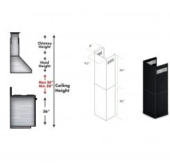 ZLINE Kitchen And Bath Range Hood Accessories ZLINE 2-36 In. Chimney Extensions For 10 Ft. To 12 Ft. Ceilings In Black Stainless (2PCEXT-BSKBN)