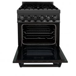 ZLINE Kitchen And Bath ZLINE 24 In. Professional Dual Fuel Range In Black Stainless Steel (RAB-24)
