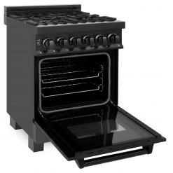 ZLINE Kitchen And Bath ZLINE 24 In. Professional Dual Fuel Range In Black Stainless Steel (RAB-24)