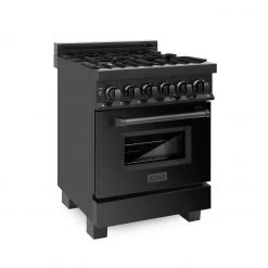 ZLINE Kitchen And Bath ZLINE 24 In. Professional Dual Fuel Range In Black Stainless Steel (RAB-24)