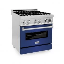 ZLINE Kitchen And Bath ZLINE 30 In. 4.0 Cu. Ft. Dual Fuel Range With Gas Stove And Electric Oven In Stainless Steel With Color Door Options (RA30)