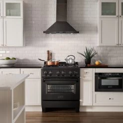ZLINE Kitchen And Bath ZLINE 30 In. 4.0 Cu. Ft. Dual Fuel Range With Gas Stove And Electric Oven In Black Stainless Steel (RAB-30) Shop By Brand 37 ZLINE Kitchen And Bath ZLINE 30 In. 4.0 Cu. Ft. Dual Fuel Range With Gas Stove And Electric Oven In Black Stainless Steel (RAB-30) Shop By Brand