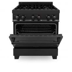 ZLINE Kitchen And Bath ZLINE 30 In. 4.0 Cu. Ft. Dual Fuel Range With Gas Stove And Electric Oven In Black Stainless Steel (RAB-30) Shop By Brand 27 ZLINE Kitchen And Bath ZLINE 30 In. 4.0 Cu. Ft. Dual Fuel Range With Gas Stove And Electric Oven In Black Stainless Steel (RAB-30) Shop By Brand