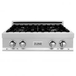 ZLINE Kitchen And Bath ZLINE 30 In. Porcelain Rangetop In DuraSnow Stainless Steel With 4 Gas Burners (RTS-30) Available With Brass Burners Shop By Brand