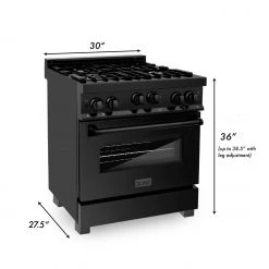 ZLINE Kitchen And Bath ZLINE 30 In. 4.0 Cu. Ft. Range With Gas Stove And Gas Oven In Black Stainless Steel (RGB-30)