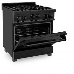 ZLINE Kitchen And Bath ZLINE 30 In. 4.0 Cu. Ft. Range With Gas Stove And Gas Oven In Black Stainless Steel (RGB-30)