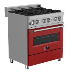 ZLINE Kitchen And Bath ZLINE 30 In. 4.0 Cu. Ft. Dual Fuel Range With Gas Stove And Electric Oven In All DuraSnow Stainless Steel With Color Door Options (RAS-SN-30) Shop By Brand 67 ZLINE Kitchen And Bath ZLINE 30 In. 4.0 Cu. Ft. Dual Fuel Range With Gas Stove And Electric Oven In All DuraSnow Stainless Steel With Color Door Options (RAS-SN-30) Shop By Brand