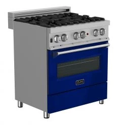 ZLINE Kitchen And Bath ZLINE 30 In. 4.0 Cu. Ft. Dual Fuel Range With Gas Stove And Electric Oven In All DuraSnow Stainless Steel With Color Door Options (RAS-SN-30) Shop By Brand 64 ZLINE Kitchen And Bath ZLINE 30 In. 4.0 Cu. Ft. Dual Fuel Range With Gas Stove And Electric Oven In All DuraSnow Stainless Steel With Color Door Options (RAS-SN-30) Shop By Brand