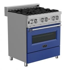 ZLINE Kitchen And Bath ZLINE 30 In. 4.0 Cu. Ft. Dual Fuel Range With Gas Stove And Electric Oven In All DuraSnow Stainless Steel With Color Door Options (RAS-SN-30) Shop By Brand 65 ZLINE Kitchen And Bath ZLINE 30 In. 4.0 Cu. Ft. Dual Fuel Range With Gas Stove And Electric Oven In All DuraSnow Stainless Steel With Color Door Options (RAS-SN-30) Shop By Brand