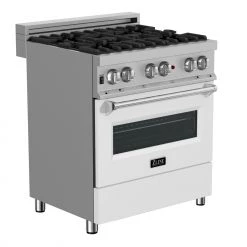 ZLINE Kitchen And Bath ZLINE 30 In. 4.0 Cu. Ft. Dual Fuel Range With Gas Stove And Electric Oven In All DuraSnow Stainless Steel With Color Door Options (RAS-SN-30) Shop By Brand 68 ZLINE Kitchen And Bath ZLINE 30 In. 4.0 Cu. Ft. Dual Fuel Range With Gas Stove And Electric Oven In All DuraSnow Stainless Steel With Color Door Options (RAS-SN-30) Shop By Brand