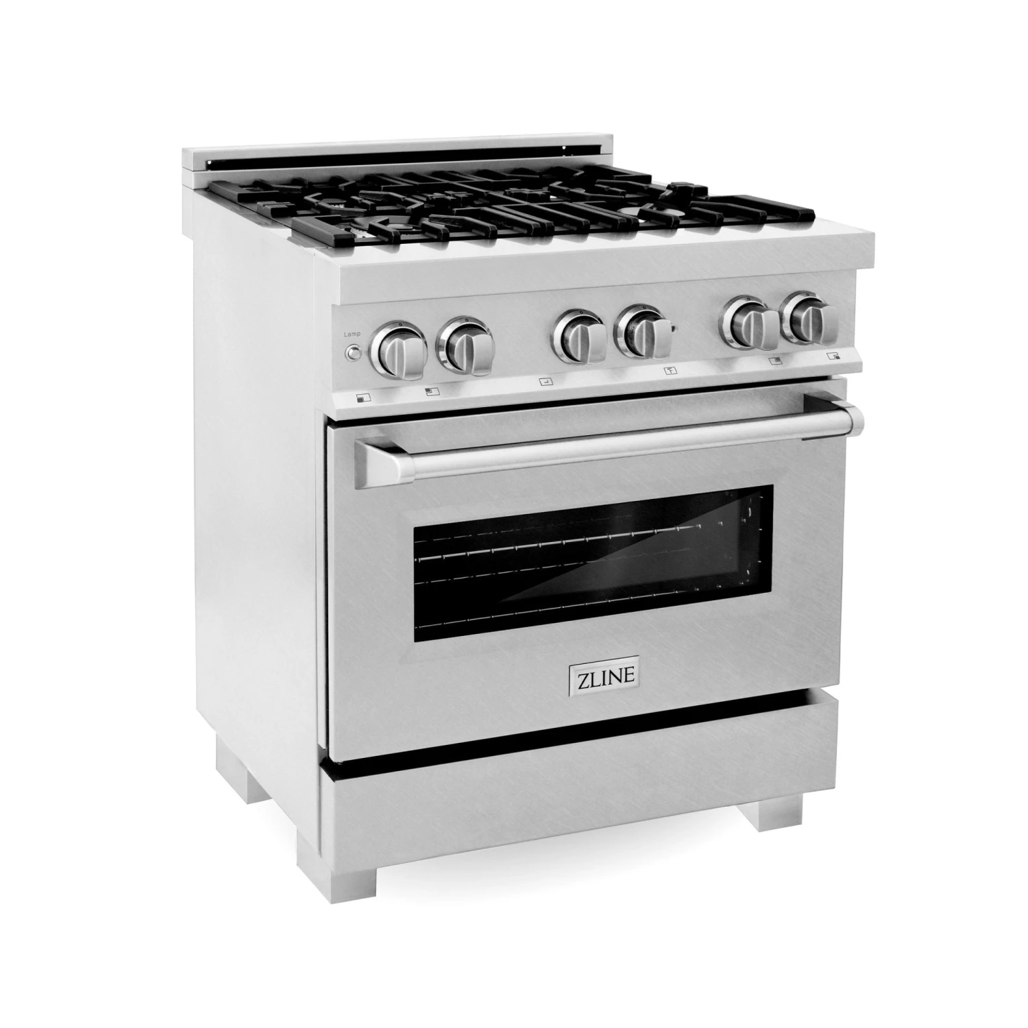 ZLINE Kitchen And Bath ZLINE 30 In. 4.0 Cu. Ft. Dual Fuel Range With Gas Stove And Electric Oven In All DuraSnow Stainless Steel With Color Door Options (RAS-SN-30) Shop By Brand 1 ZLINE Kitchen And Bath ZLINE 30 In. 4.0 Cu. Ft. Dual Fuel Range With Gas Stove And Electric Oven In All DuraSnow Stainless Steel With Color Door Options (RAS-SN-30) Shop By Brand