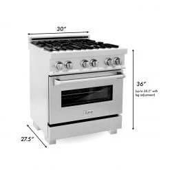 ZLINE Kitchen And Bath ZLINE 30 In. 4.0 Cu. Ft. Dual Fuel Range With Gas Stove And Electric Oven In All DuraSnow Stainless Steel With Color Door Options (RAS-SN-30) Shop By Brand 62 ZLINE Kitchen And Bath ZLINE 30 In. 4.0 Cu. Ft. Dual Fuel Range With Gas Stove And Electric Oven In All DuraSnow Stainless Steel With Color Door Options (RAS-SN-30) Shop By Brand