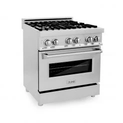 ZLINE Kitchen And Bath ZLINE 30 In. 4.0 Cu. Ft. Dual Fuel Range With Gas Stove And Electric Oven In Stainless Steel With Color Door Options (RA30)