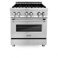 ZLINE Kitchen And Bath ZLINE 30 In. 4.0 Cu. Ft. Dual Fuel Range With Gas Stove And Electric Oven In Stainless Steel With Color Door Options (RA30)