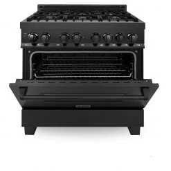 ZLINE Kitchen And Bath ZLINE 36 In. Black Stainless 4.6 Cu.ft. 6 Gas Burner/Electric Oven Range (RAB-36) Shop By Brand