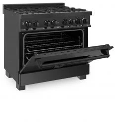 ZLINE Kitchen And Bath ZLINE 36 In. Black Stainless 4.6 Cu.ft. 6 Gas Burner/Electric Oven Range (RAB-36) Shop By Brand