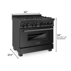 ZLINE Kitchen And Bath ZLINE 36 In. Black Stainless 4.6 Cu.ft. 6 Gas Burner/Electric Oven Range (RAB-36) Shop By Brand