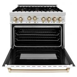 ZLINE Kitchen And Bath ZLINE 36 In. Autograph Edition Gas Range In Stainless Steel With White Matte Door And Accents (RGZ-WM-36) Shop By Brand