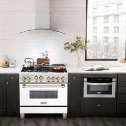 ZLINE Kitchen And Bath ZLINE 36 In. Autograph Edition Gas Range In Stainless Steel With White Matte Door And Accents (RGZ-WM-36) Shop By Brand