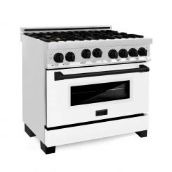 ZLINE Kitchen And Bath ZLINE 36 In. Autograph Edition Gas Range In Stainless Steel With White Matte Door And Accents (RGZ-WM-36) Shop By Brand