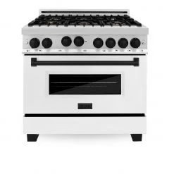 ZLINE Kitchen And Bath ZLINE 36 In. Autograph Edition Gas Range In Stainless Steel With White Matte Door And Accents (RGZ-WM-36) Shop By Brand