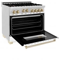 ZLINE Kitchen And Bath ZLINE 36 In. Autograph Edition Gas Range In Stainless Steel With White Matte Door And Accents (RGZ-WM-36) Shop By Brand