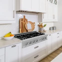 ZLINE Kitchen And Bath ZLINE 36 In. Porcelain Rangetop In DuraSnow Stainless Steel With 6 Gas Burners (RTS-36) Available With Brass Burners Shop By Brand