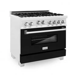 ZLINE Kitchen And Bath ZLINE 36 In. Professional 4.6 Cu. Ft. 4 Gas On Gas Range In DuraSnow Stainless Steel With Color Door Options (RGS-SN-36) Shop By Brand
