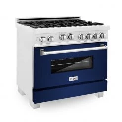 ZLINE Kitchen And Bath ZLINE 36 In. Professional 4.6 Cu. Ft. 4 Gas On Gas Range In DuraSnow Stainless Steel With Color Door Options (RGS-SN-36) Shop By Brand