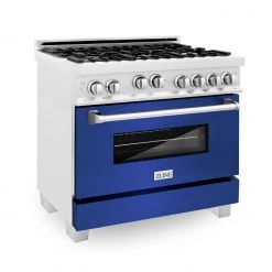 ZLINE Kitchen And Bath ZLINE 36 In. Professional 4.6 Cu. Ft. 4 Gas On Gas Range In DuraSnow Stainless Steel With Color Door Options (RGS-SN-36) Shop By Brand