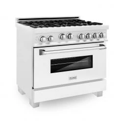 ZLINE Kitchen And Bath ZLINE 36 In. Professional 4.6 Cu. Ft. 4 Gas On Gas Range In DuraSnow Stainless Steel With Color Door Options (RGS-SN-36) Shop By Brand