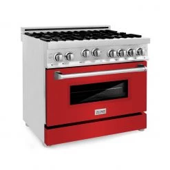 ZLINE Kitchen And Bath ZLINE 36 In. Professional 4.6 Cu. Ft. 6 Gas On Gas Range In Stainless Steel With Color Door Options (RG36) Shop By Brand